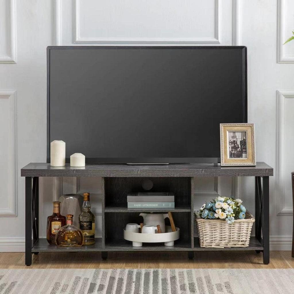 GAZHOME TV Stand for TV up to 55 Inches, TV Cabinet with Open Storage, TV Console Unit with Shelving for Living Room, Entertainment Room, Grey