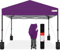 Best Choice Products 10x10ft Pop Up Canopy Tent, Outdoor Shade, 1 Person 1 Minute Set Up, Carry Case, 4 Weight Bags - Amethyst Purple