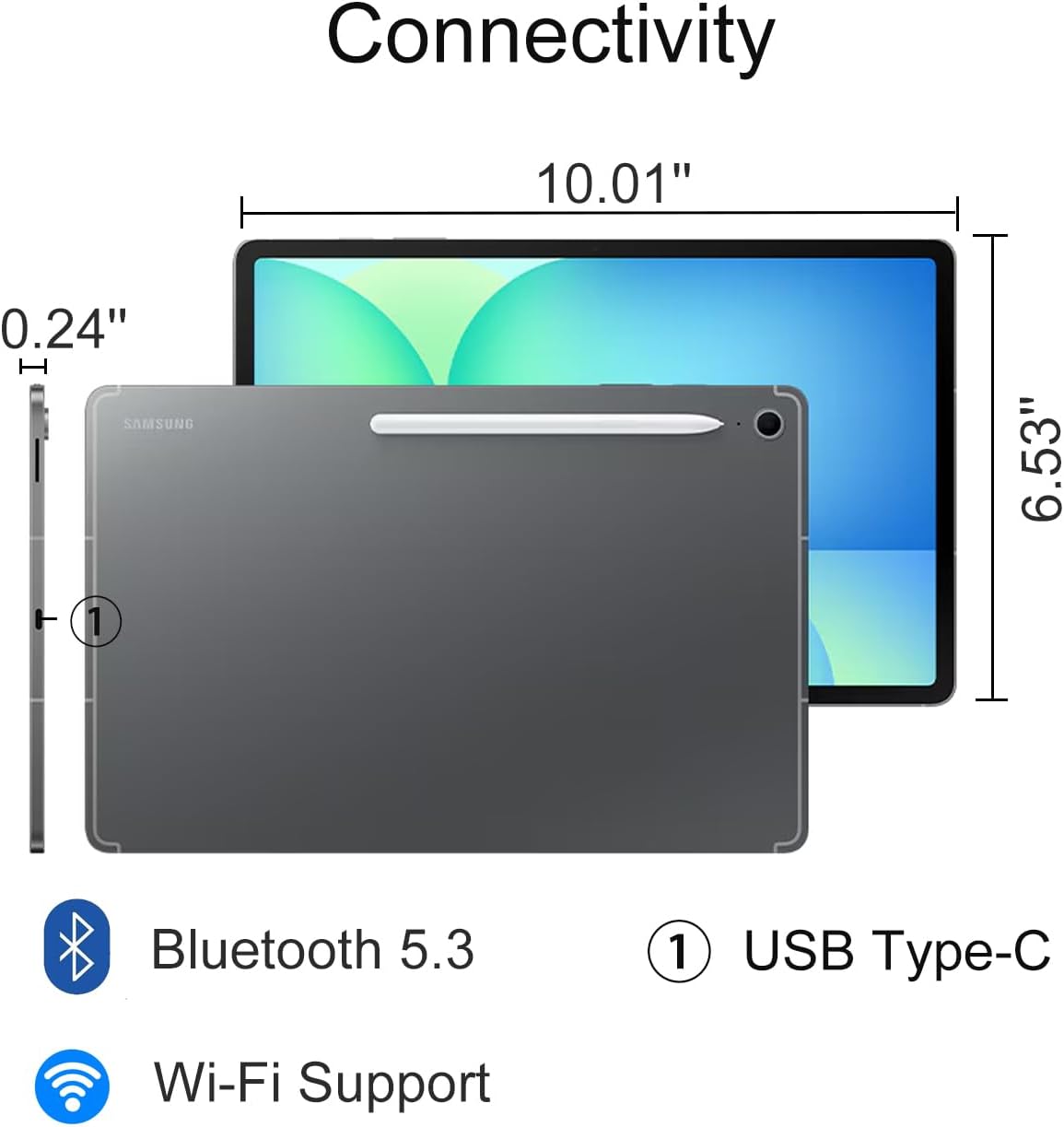 Samsung Galaxy Tab S10 FE Android Tablet (10.9' 2K+ Touchscreen, 8-Core, 8GB RAM, 256GB Storage (128GB+128GB SD Card)), S Pen, Long Battery Life, Dual Cameras, Lightweight, Gray, NA Version, SM-X520