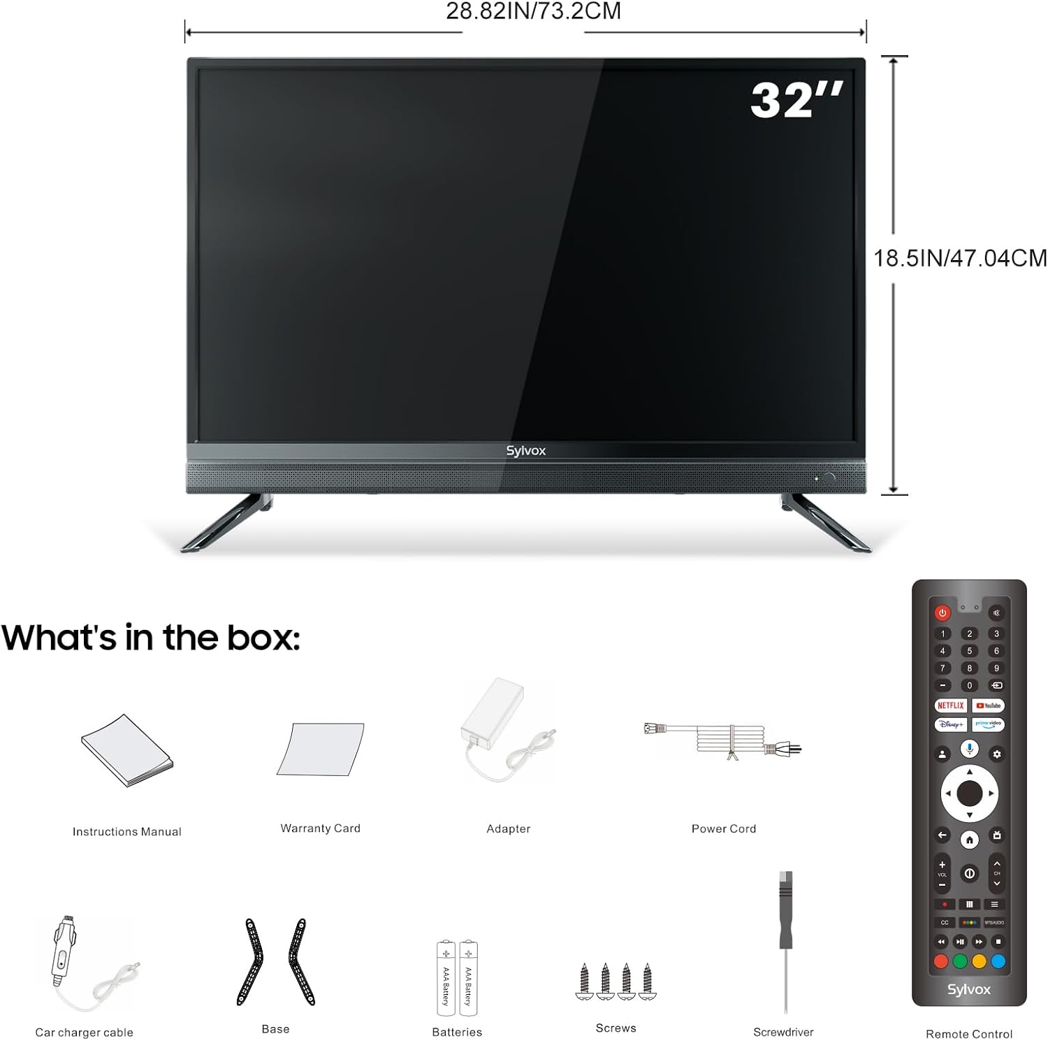 SYLVOX Smart RV TV, 32' 12V TV for RV Camper 1080P DC/AC Powered Television, Support Google, Download APPs, Bluetooth WiFi, Smart TVs for Home Car Campervan Truck