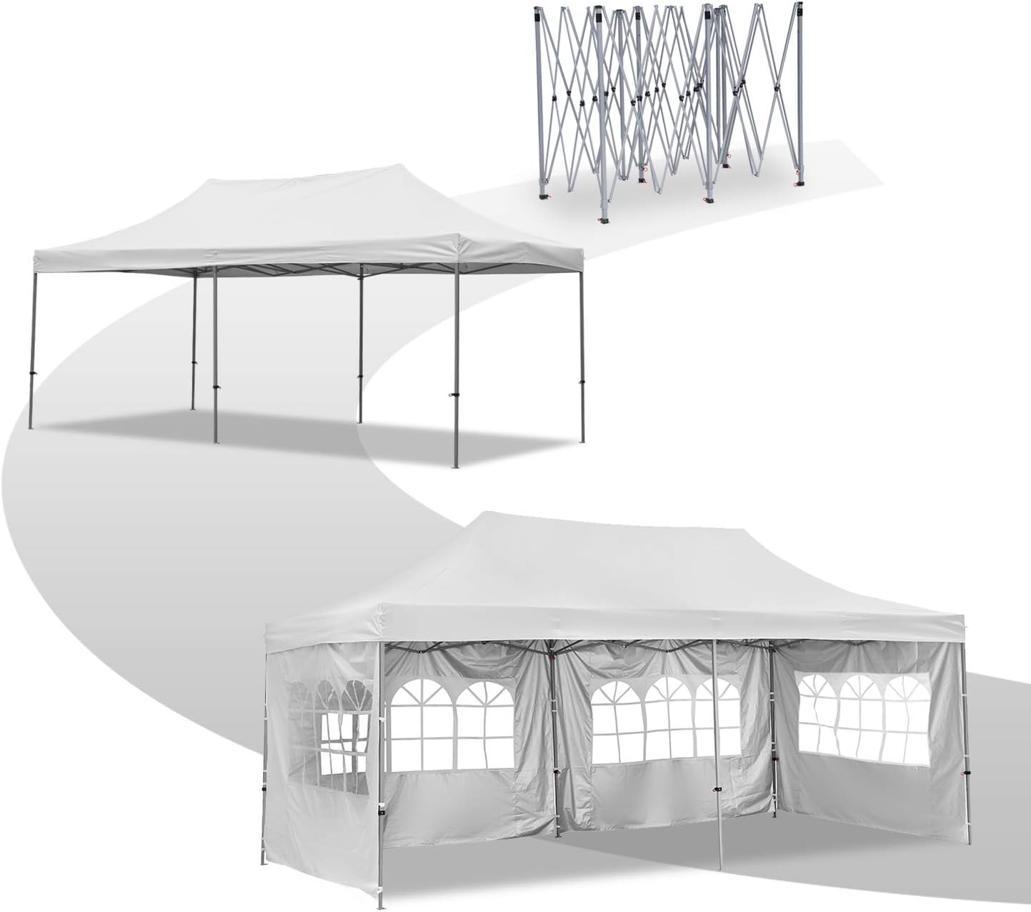 GDY 10x20 Ft Outdoor Pop Up Canopy Tent, Commercial Portable Instant Folding Gazebos Waterproof Canopies with Carrying Bag