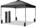 GDY 12x12 Pop Up Canopy Patio Carpas, One Push Set up with Central Lock Canopy with Wheeled Carry Bag, Included 4 Sandbaogs,8 Stakes and 4 Ropes, Black