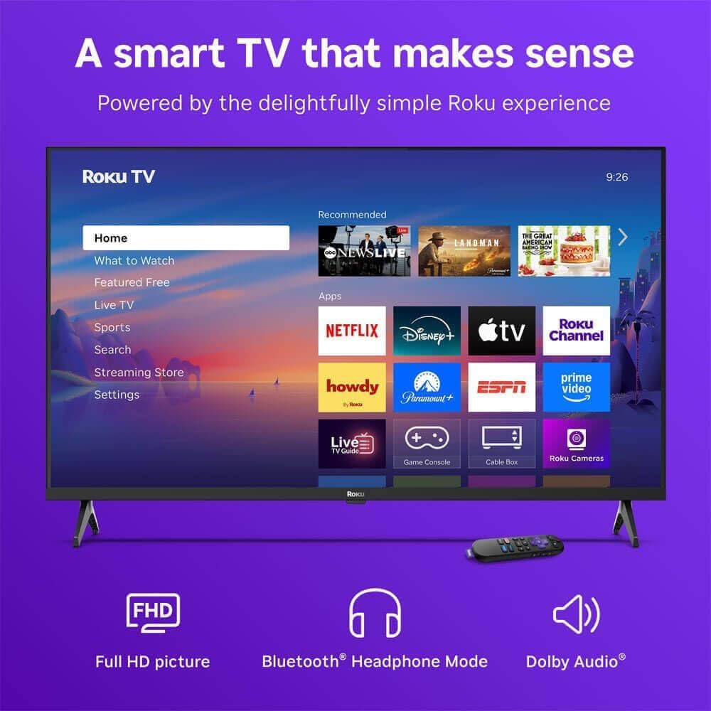 Roku 40R3D5KIT1 40 inch Select Series 1080p Full HD Smart TV 2025 Model with WiFi Streaming Apps HDMI Cable 12 Month C