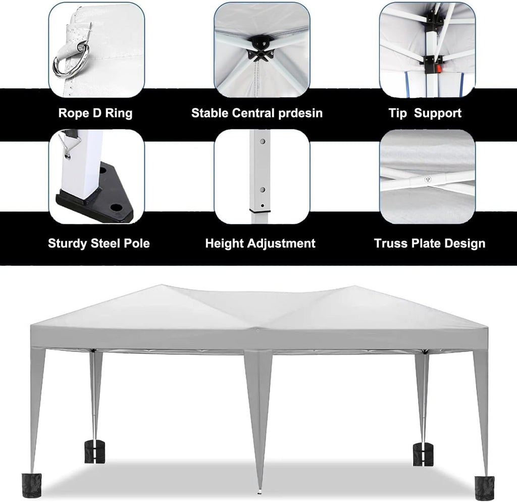 10x20 Pop Up Canopy with 6 Sidewalls Commercial Canopy Tent UPF 50+ All Weather Waterproof Outdoor Wedding Party Tent for Gazebo, Camping, Backyard Parties with Sand Bag, Black