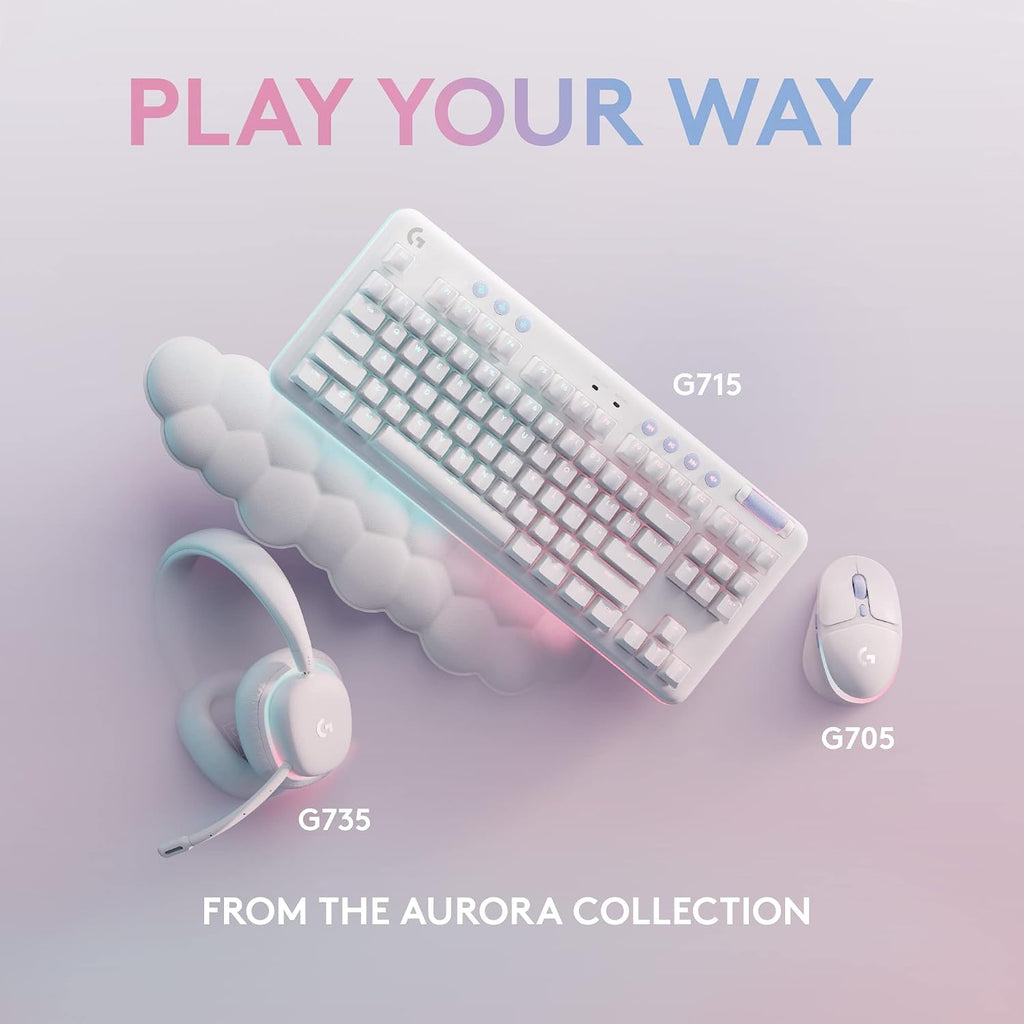 Logitech G Wireless Gaming Combo, G715 Keyboard Tactile + G705 Mouse, Customizable LIGHTSYNC RGB Lighting, Lightspeed Wireless, Bluetooth, PC/Mac/Laptop - White Mist