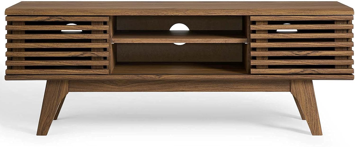 Modway Render 46' Mid-Century Modern Low Profile Media Console TV Stand, 46 Inch, Walnut