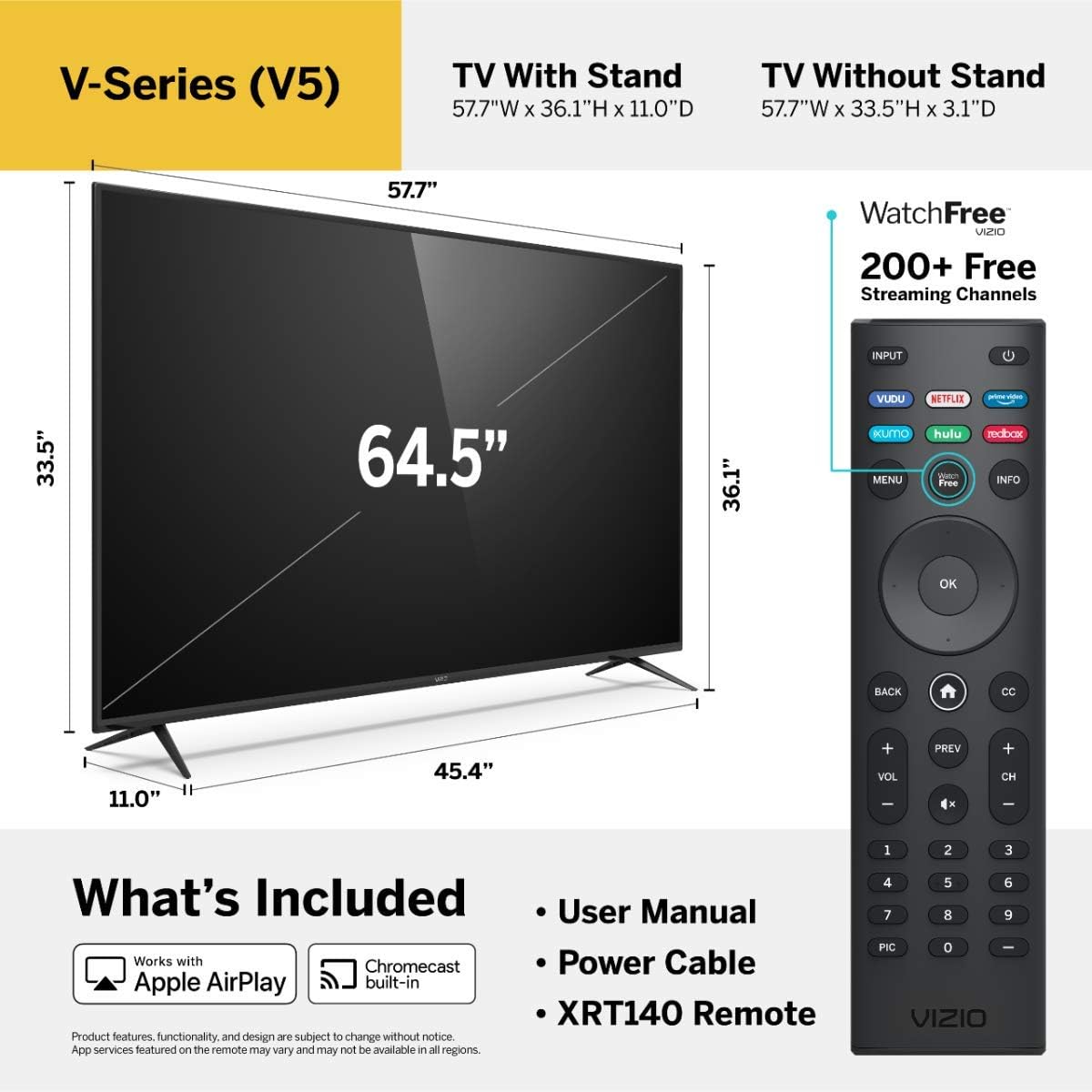 VIZIO 65 Inch 4K Smart TV, V-Series UHD LED HDR Television with Apple AirPlay and Chromecast Built-in