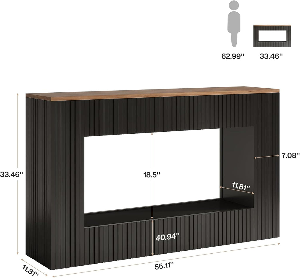 Tribesigns Modern Console Table, 55-Inch Wood Entryway Table with Storage, Narrow Long Sofa Table Behind Couch Table for Living Room, Foyer, Hallway, Black