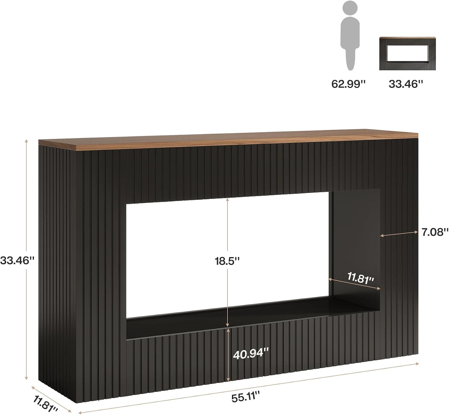 Tribesigns Modern Console Table, 55-Inch Wood Entryway Table with Storage, Narrow Long Sofa Table Behind Couch Table for Living Room, Foyer, Hallway, Black
