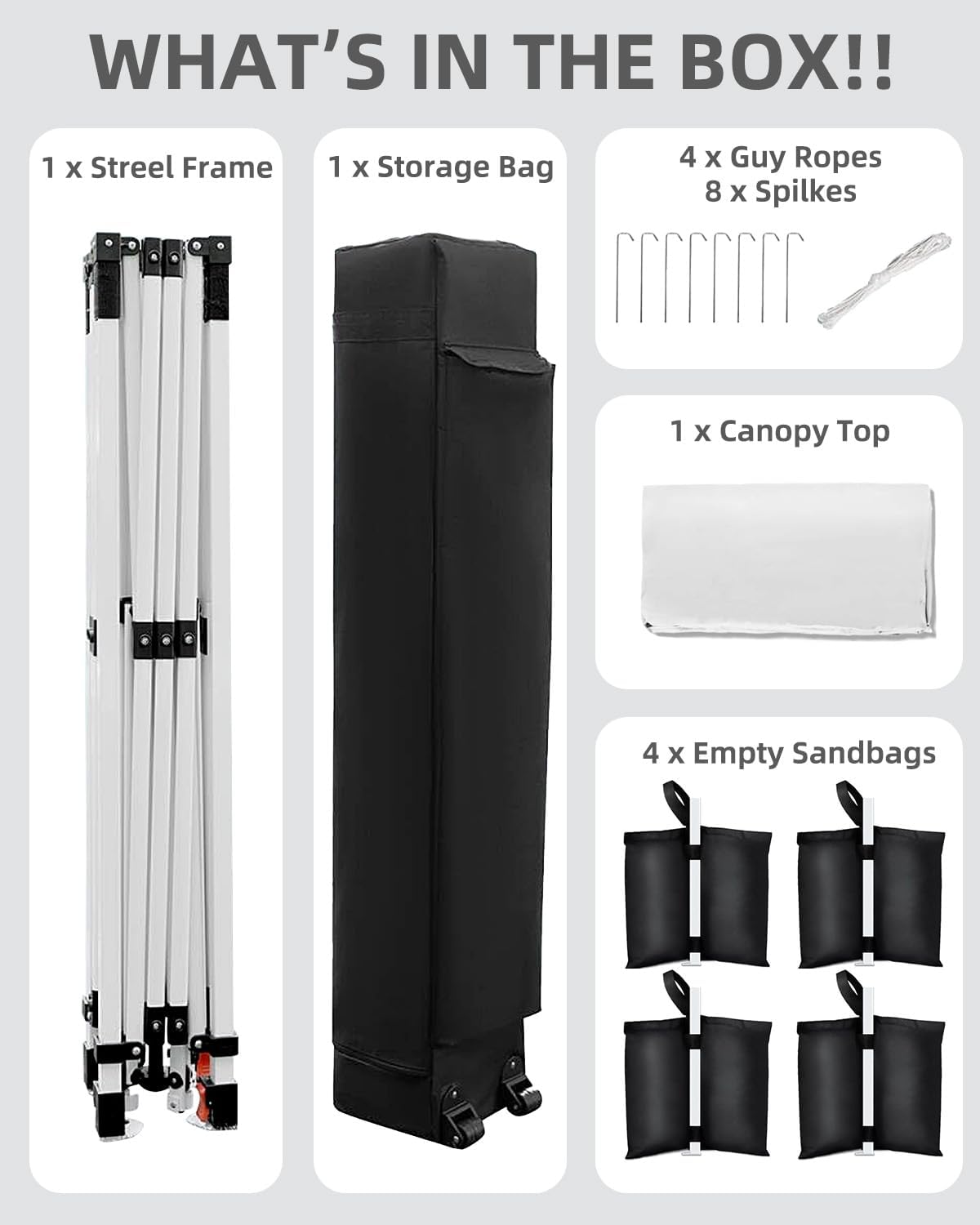 10x10 Pop Up Canopy Tent，Gazebos One-Button Instant Setup, Heavy-Duty 210D Oxford Fabric & Rust-Proof Frame - 3 Adjustable Heights, Roller Bag, 4 Sandbags - UV Protection for Beach, Party