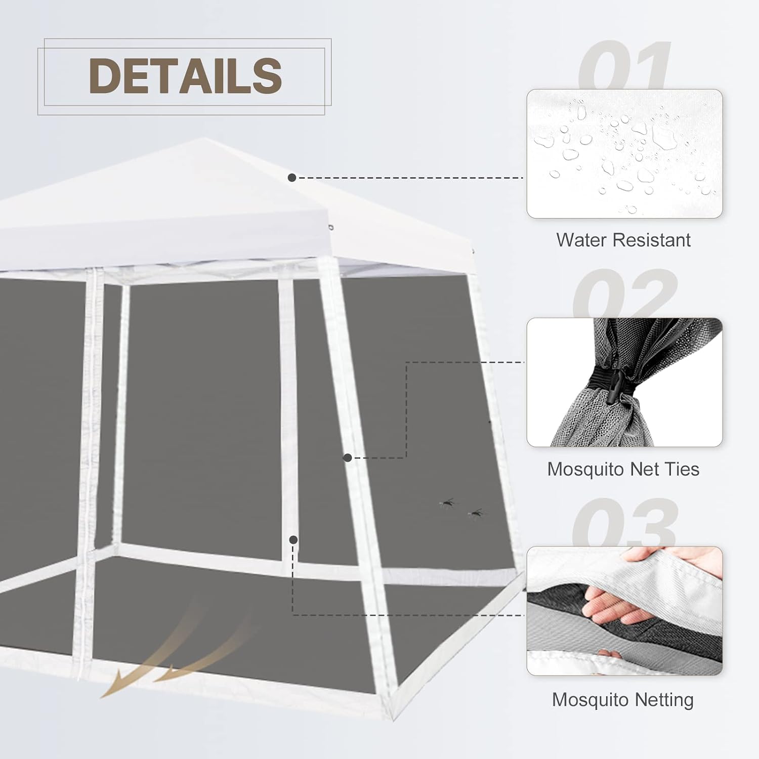 COOS BAY 10x10 Pop Up Canopy Tent with Screen Netting, Slant Leg Canopy with UPF 50+ UV Protection, 64 Sq Ft Shade, One Person Setup with Carry Bag, White