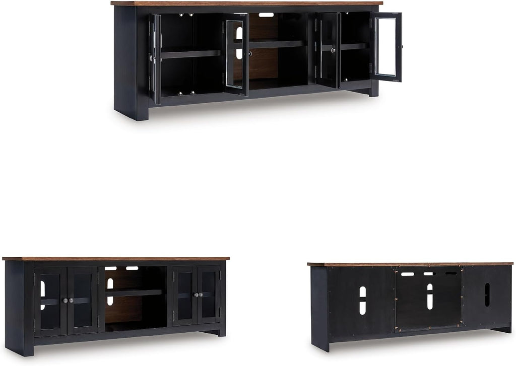 Signature Design by Ashley Wildenauer Modern Farmhouse 76' TV Stand for TVs up to 86' with Adjustable Shelves and Wire Management, Brown & Black