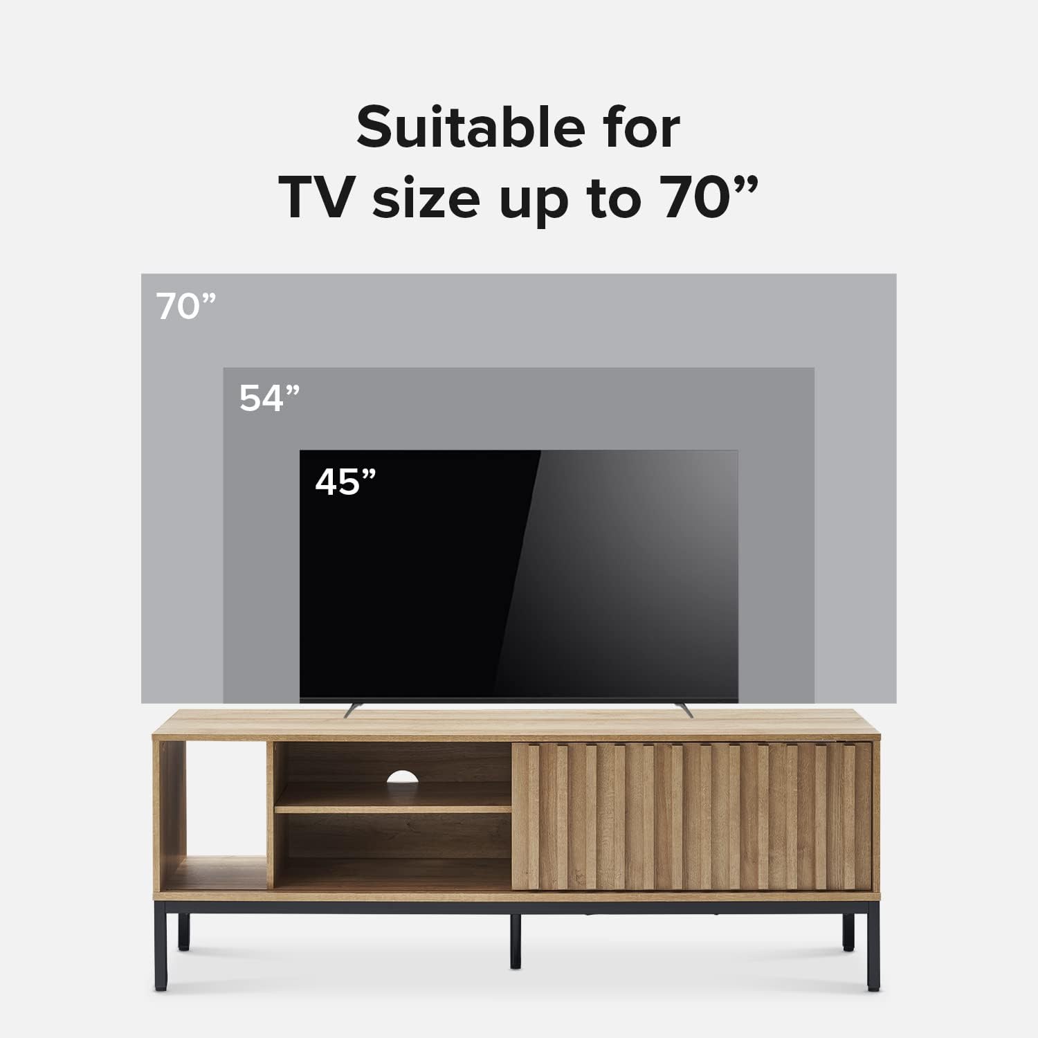 mopio Norwin TV Stand, Rustic Modern Industrial Television Stand for 60/65/70 inch TV, Fluted Entertainment Center with Storage, Wood Media Console Credenza Cabinet Table (Oak 64' TV Stand)