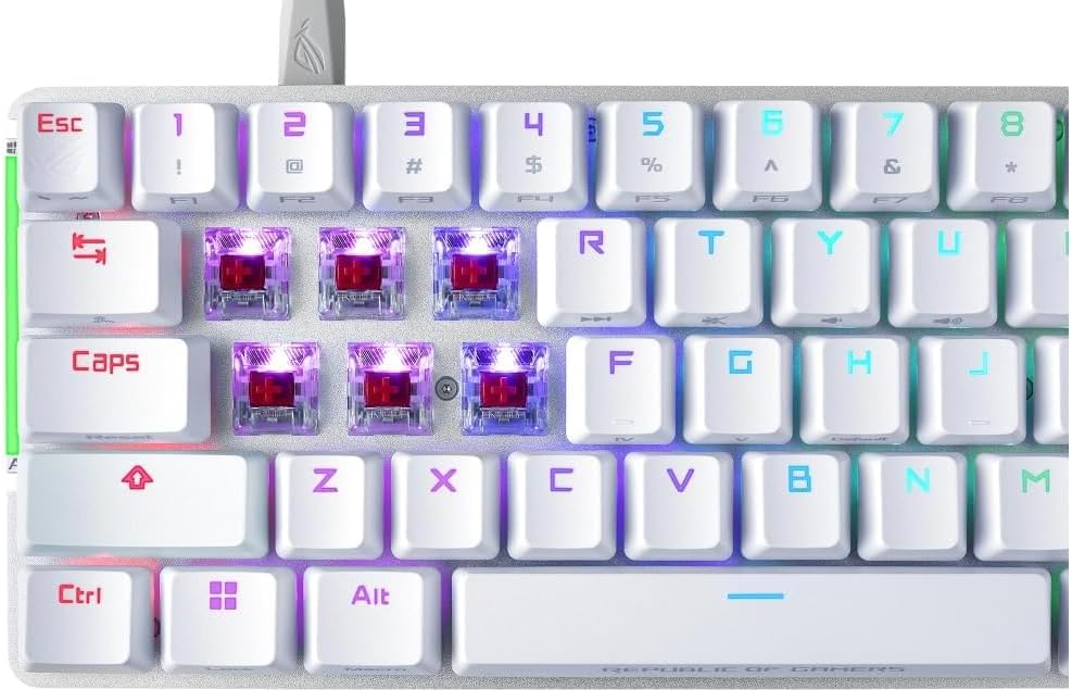 ASUS ROG Falchion Ace 65% Compact Gaming Keyboard, Bundle with ROG Keris Mouse, NXRD Mechanical switches, Per-Key RGB LEDs, Better Typing Experience, White Color
