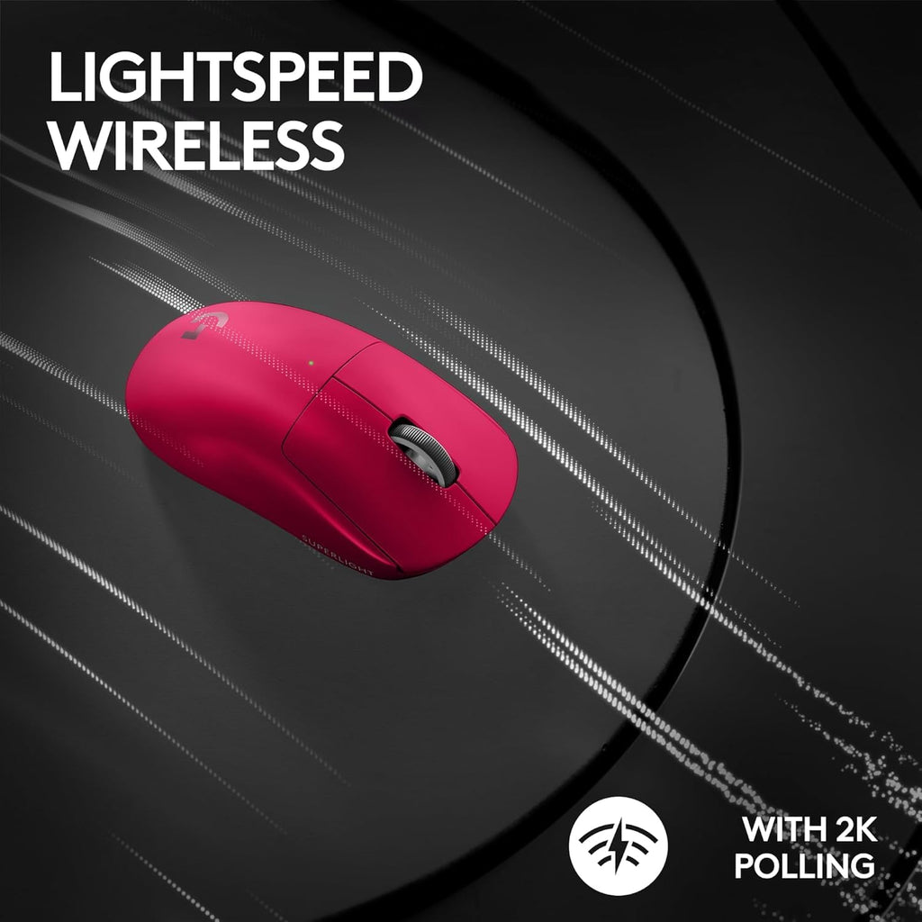 Logitech G PRO X Superlight 2 Lightspeed Wireless Gaming Mouse, Lightweight, LIGHTFORCE Hybrid Switches, Hero 2 Sensor, 32,000 DPI, 5 Programmable Buttons, USB-C Charging, PC & Mac - Magenta (Renewed)
