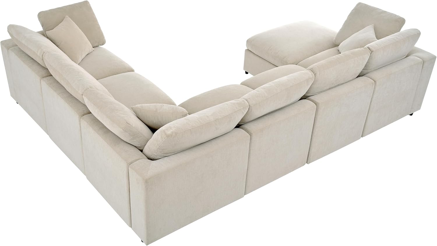 LUMISOL 124.8' Sectional Sofa with Ottoman for Living Room, Oversized L Shaped Couch, Modular Combination Corner Sofa for Spacious Space Office Apartment, Beige