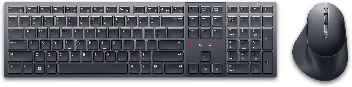 Dell KM900 Premier Collaboration Keyboard and Mouse - Zoom Touch Controls, Backlight Keyboard, Bluetooth 5.1, Radio Frequency 2.4GHz - Black