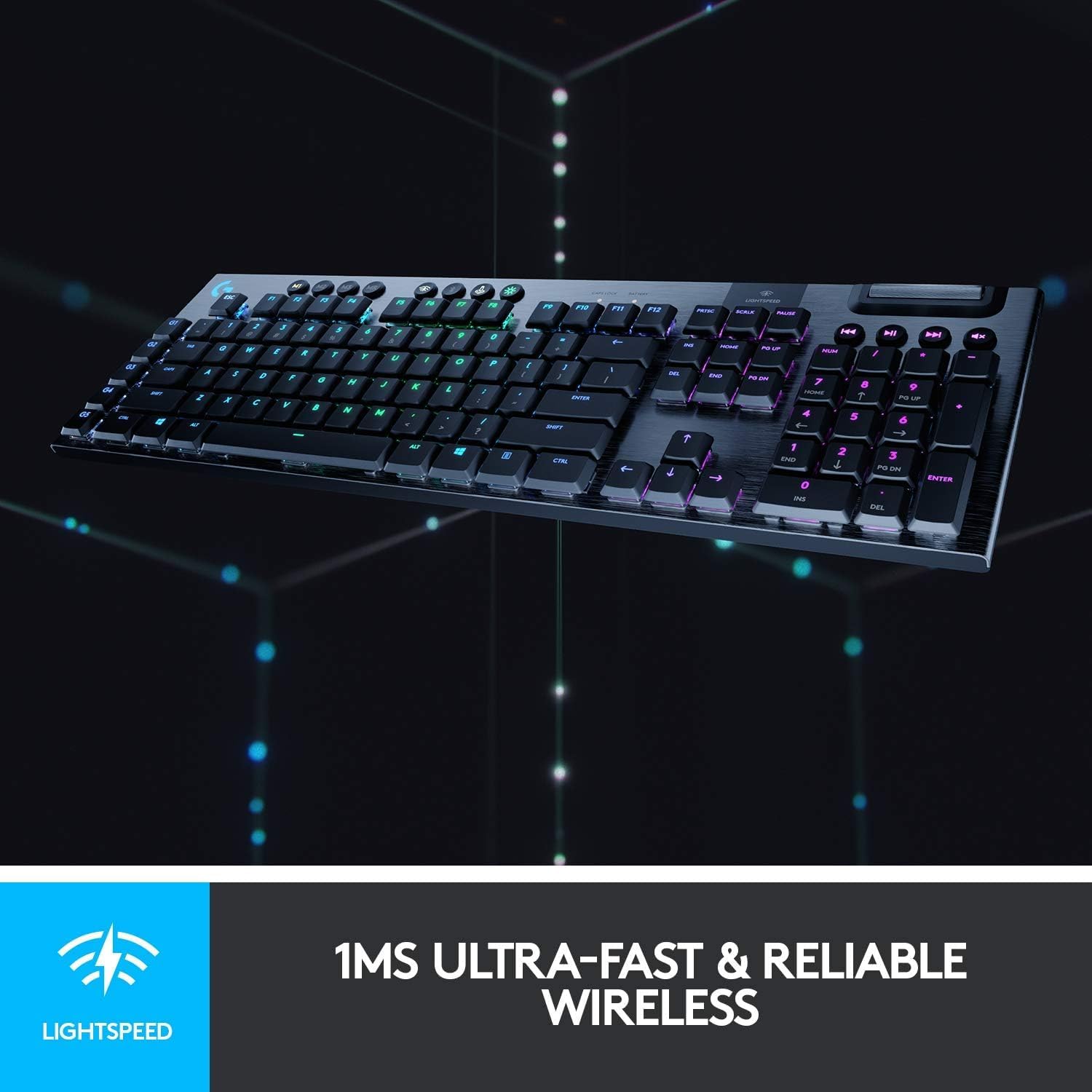 Logitech G915 Mechanical Gaming Keyboard, Low Profile GL Linear Key Switch, LIGHTSYNC RGB, Advanced Lightspeed Wireless and Bluetooth Support,Black (RENEWED)