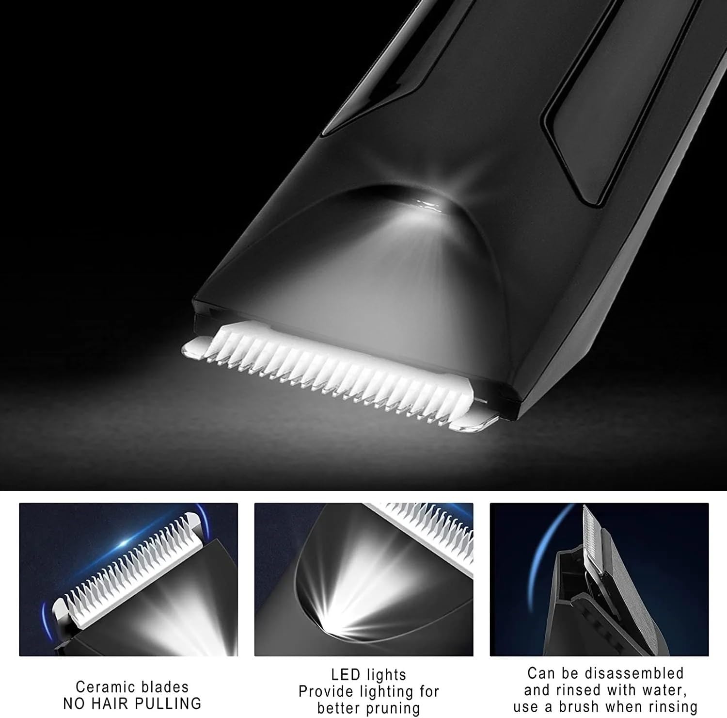 Mens Hair Clippers, Body Hair Trimmer Shaver for Men Women Trimmer for Groin Pubic Replaceable Blade Groomer Electric Razor Waterproof Clippers