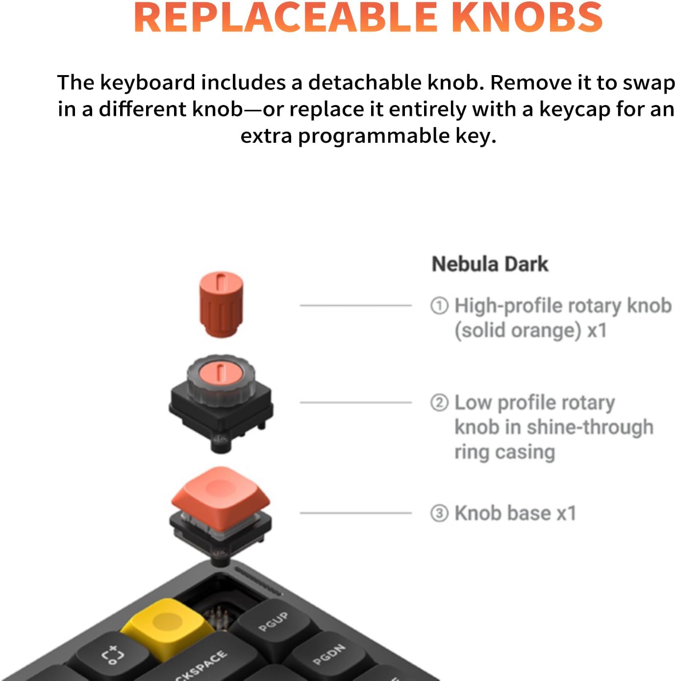 nuphy Air75 V3 Hot Swappable Wireless Mechanical Keyboard, 84 Keys 75% Custom Low Profile Keyboard with Knob, RGB Backlit, Gasket Mounted, Support Bluetooth/2.4GHz/USB-C,Black-Blush Nano
