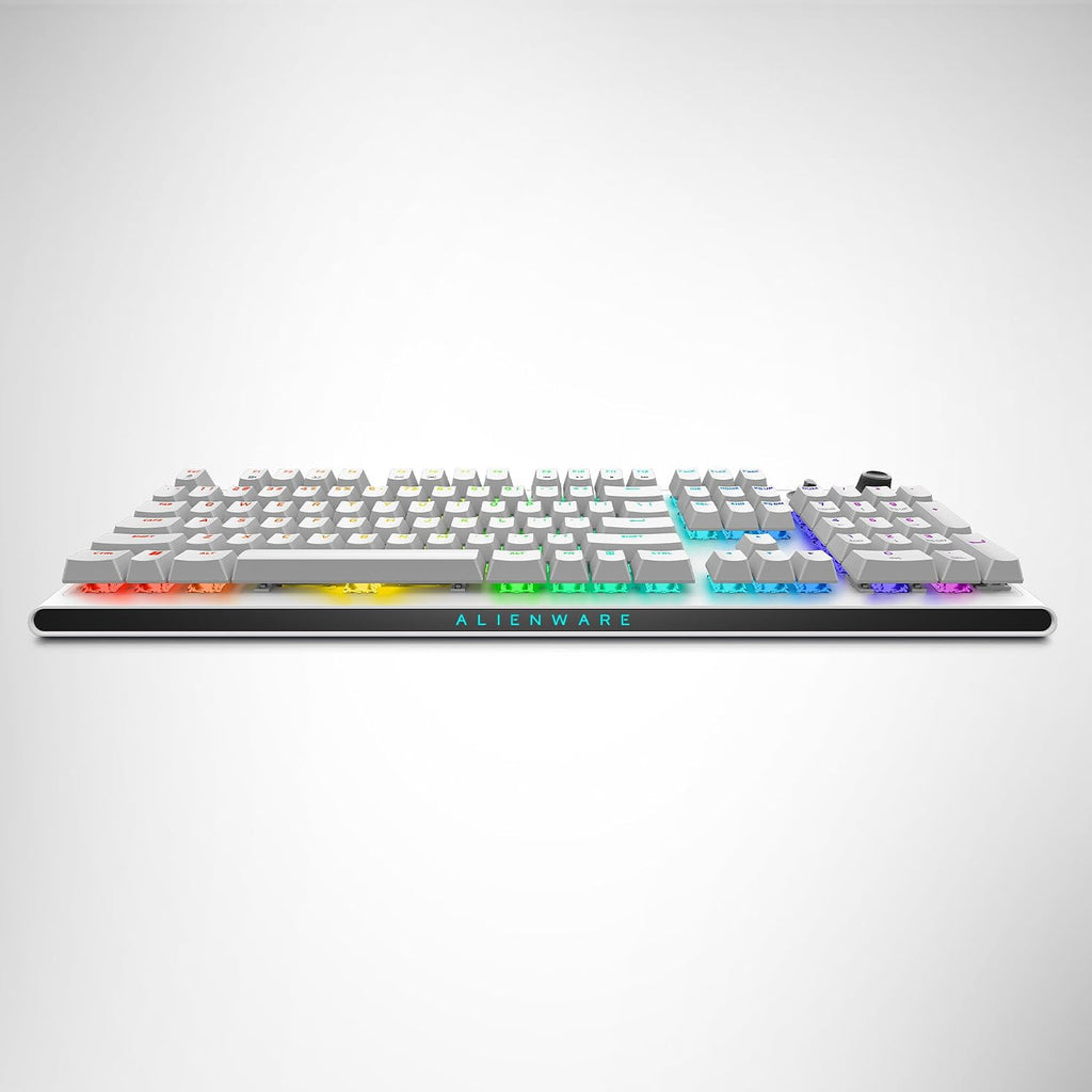 Alienware AW920K Tri-Mode Wireless Gaming Keyboard - Rechargeable, Wireless/Wired, Magnetic Snap-on Charging, Programmable Rocker Switch and Dial, AlienFX per-Key RGB - Lunar Light