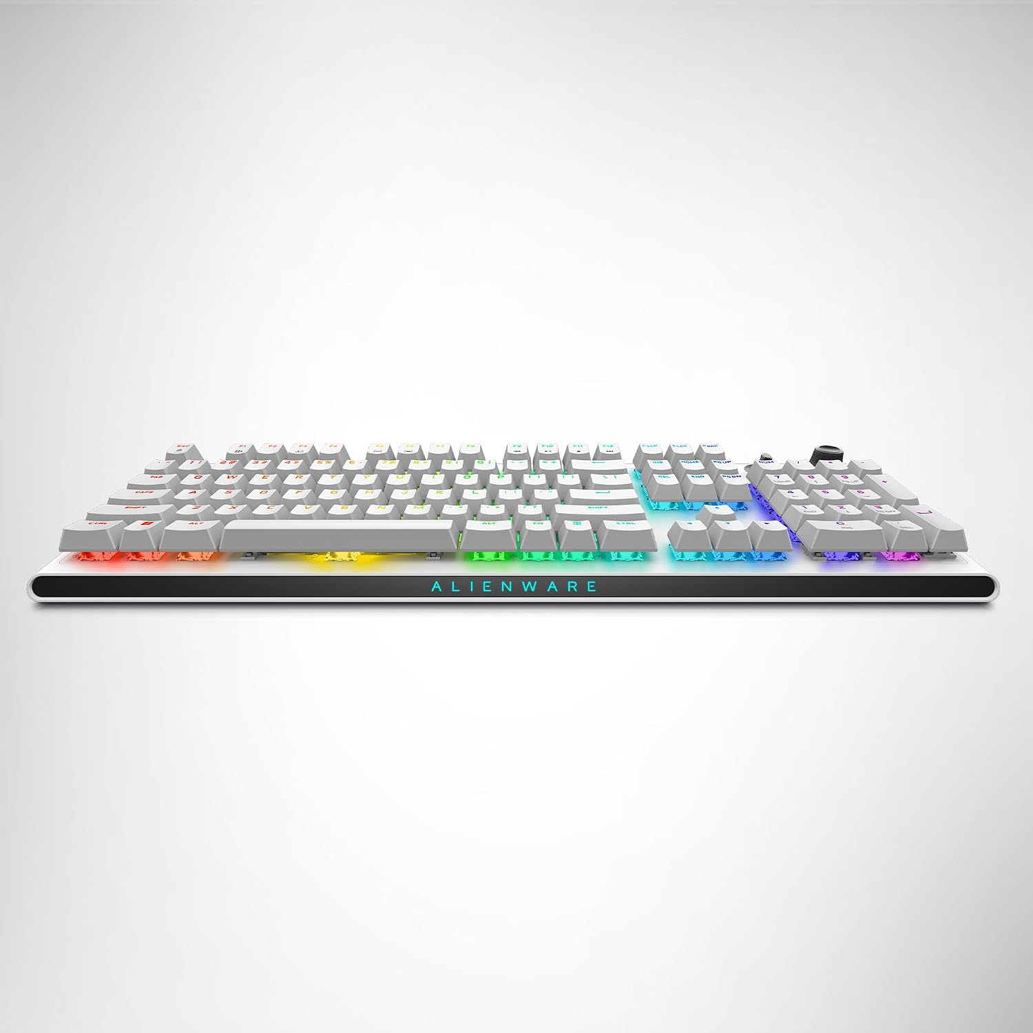 Alienware AW920K Tri-Mode Wireless Gaming Keyboard - Rechargeable, Wireless/Wired, Magnetic Snap-on Charging, Programmable Rocker Switch and Dial, AlienFX per-Key RGB - Lunar Light