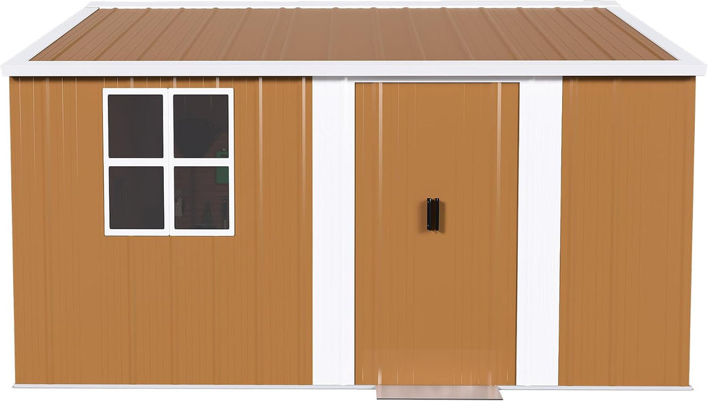 Leavader 12x10 FT Metal Storage Shed, Heavy-Duty Outdoor Matel Tool Shed with Windows, Lockable Door&Ventilation - Weatherproof Outdoor Garden Shed for Backyard, Lawn, Tool Organization