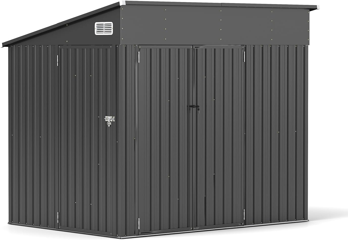 8'x6' Outdoor Storage Shed with Triple Lockable Doors, Metal Cabinet, Sloping Roof & Spacious Storage for Tools, Bicycles, Garden Equipment – Ideal for Patio, Garden & Courtyard