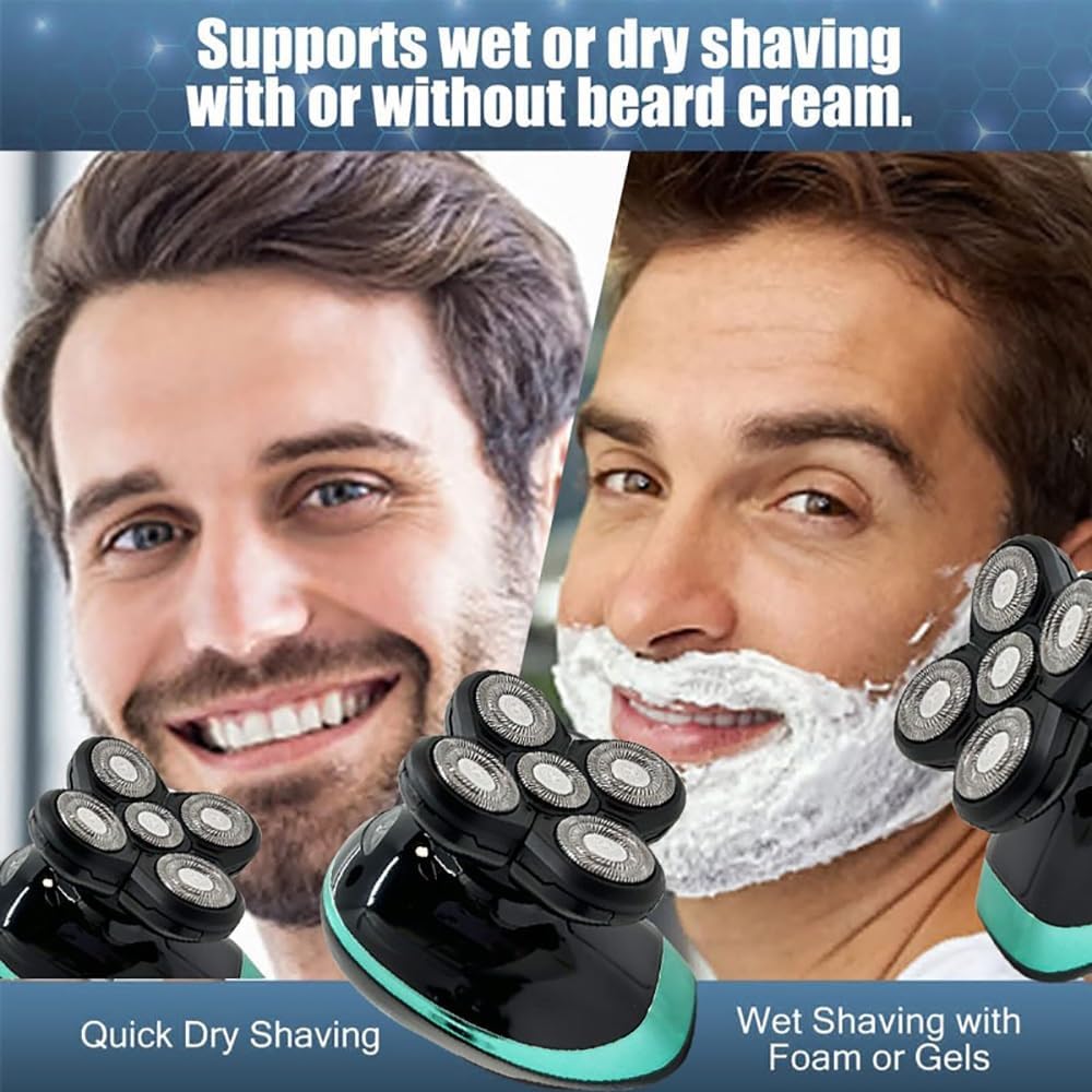 Head Shaver for Men, 5 in 1 Bald Head Shaver with Hair Clippers Nose Hair Trimmer Facial Cleaning Waterproof Electric Shaver for Men Beard Trimmer