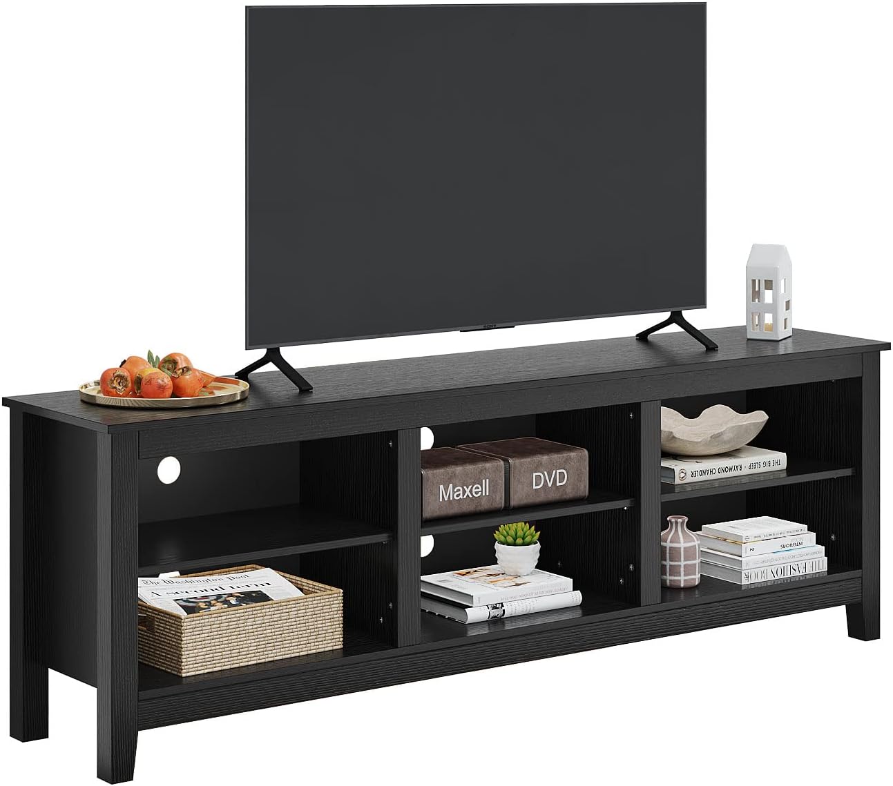 Panana TV Stand, Moden 6 Cubby TV Stand for 75 inch TV, Farmhouse Television Stands Entertainment Center Media Stand with Storage TV Table Stand for Living Room