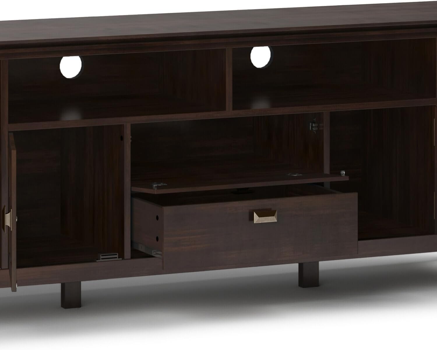 SIMPLIHOME Artisan TV Stand - 72 inch Wide Solid Wood Media Console in Natural Aged Brown, Contemporary Entertainment Center for Living Room for TVs up to 80 Inches with Drawers and Cable Management