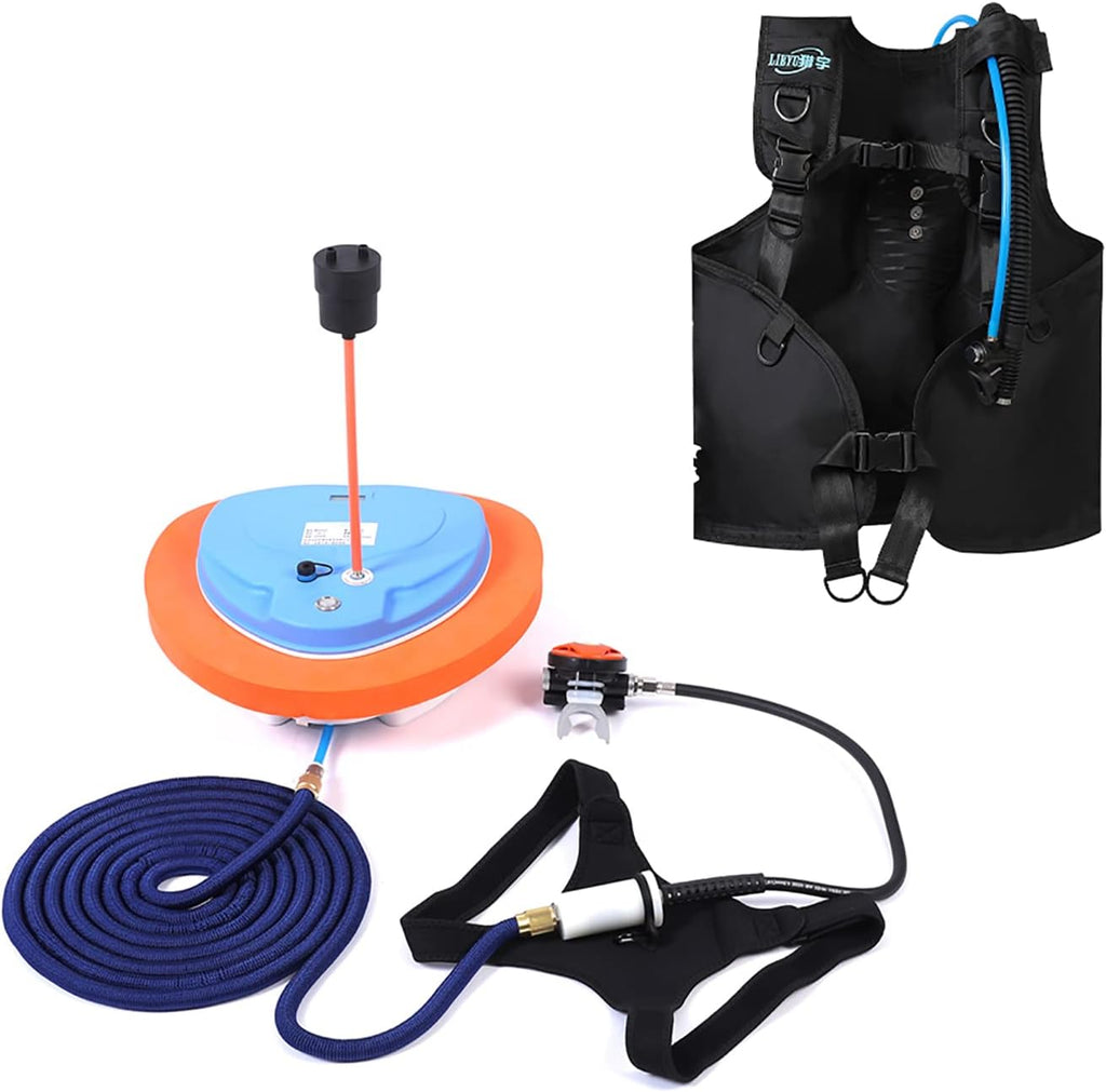 TUXING Diving Ventilator,Diving Without Tanks with Scuba BCD, Waterproof Portable Rechargeable Scuba Diving Tank,45 ft Hose & Scuba Breathing Regulator,Octopus Hookah with Mouthpiece