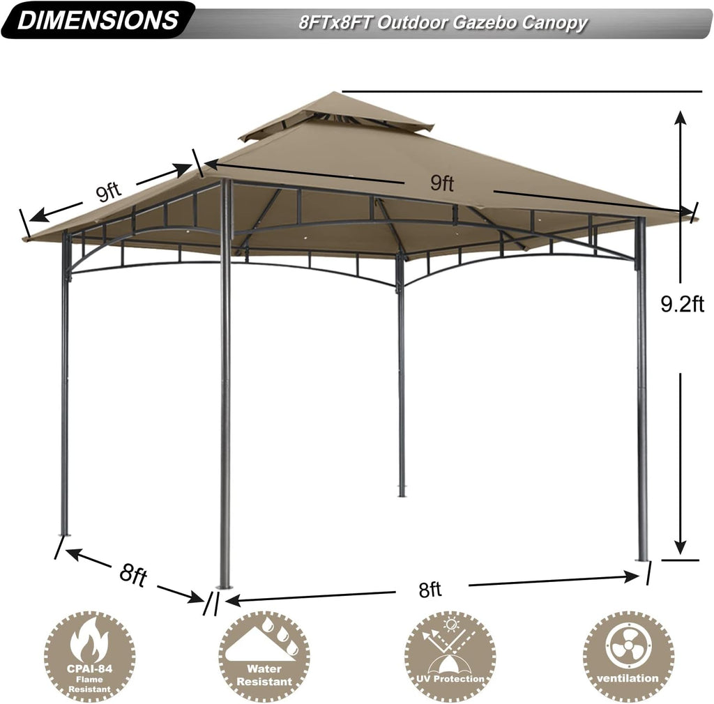 ABCCANOPY Gazebos for Patios 10x10 - Outdoor Steel Frame Gazebo for Lawn Backyard Garden Deck (Khaki)