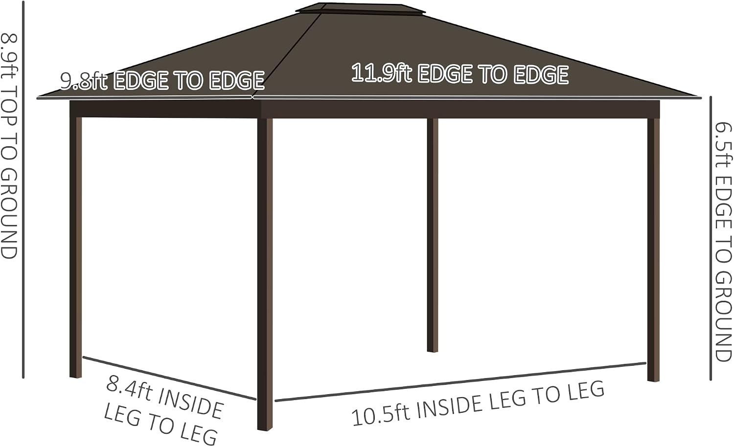 Outsunny 10' x 12' Hardtop Gazebo with Curtains and Netting, Permanent Pavilion Metal Single Roof Gazebo Canopy with Aluminum Frame and Hooks, for Garden, Patio, Backyard, Cream White