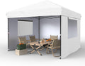 10x10 Pop Up Canopy Tent with 3 Sidewall - One-Button Instant Setup, Heavy-Duty 210D Oxford Fabric & Rust-Proof Frame - 3 Adjustable Heights, Roller Bag, 4 Sandbags - UV Protection for Beach, Party