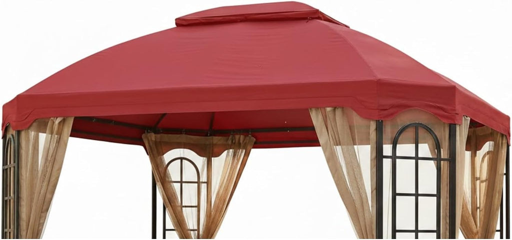 Garden Winds Reinforced RipLock 350 Replacement Canopy Top Cover Compatible with Terrace 10' x 12' Gazebo Models L-GZ454PST-C and A111010900 – Cinnabar