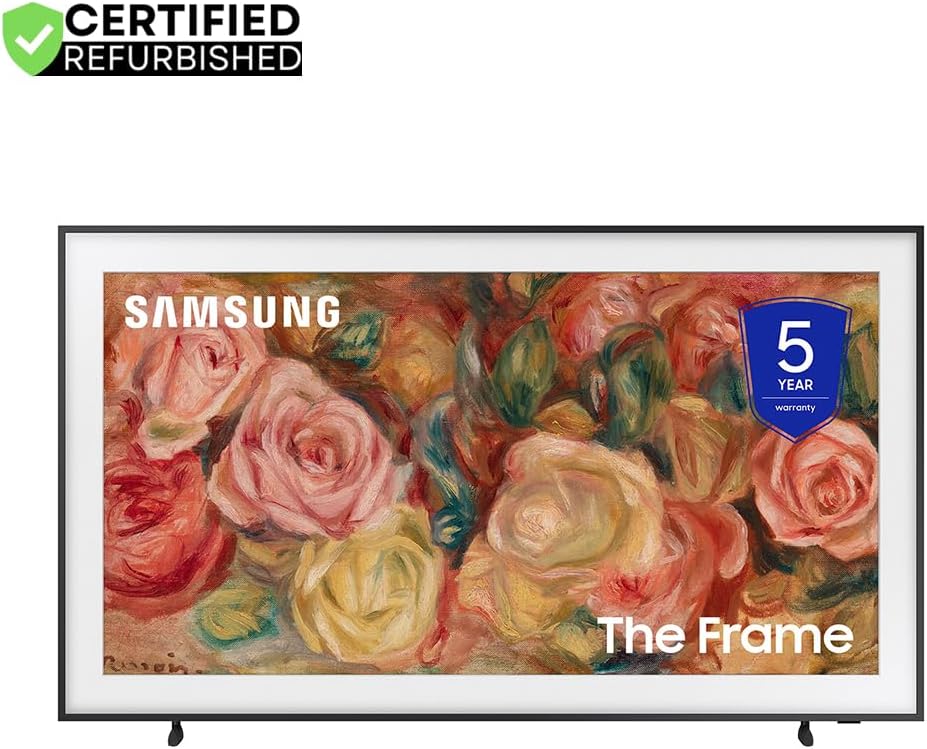Samsung (Refurbished QN75LS03DAFXZA 75 inch The Frame QLED 4K Smart TV 2024 Bundle with 2 YR CPS Enhanced Protection Pack (Renewed)