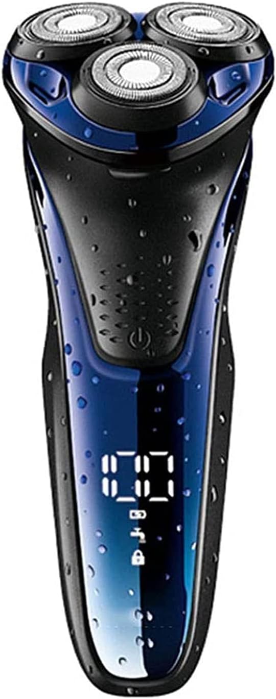 Rechargeable 100% Waterproof IPX7 Electric Shaver Wet & Dry Rotary Shavers for Men Electric Shaving Razors with Pop-up Trimmer (Color : Blue)