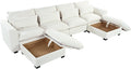 LUMISOL U-Shaped Sectional Sofa with Movable Ottomans, 131.9' Upholstered Modular Sofa Linen Blend Fabric Couch with Storage Ottomans, for Living Room Home Theaters Apartment, Beige