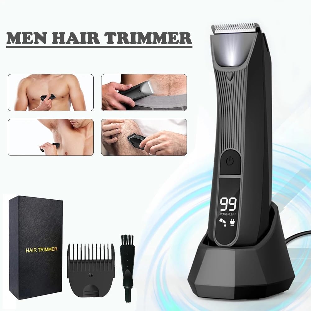 Mens Hair Clippers, Hair Trimmer For Men Professional Beard Hair Cutting Machine Electric Shaver For Body Groin Pubic Trimmer