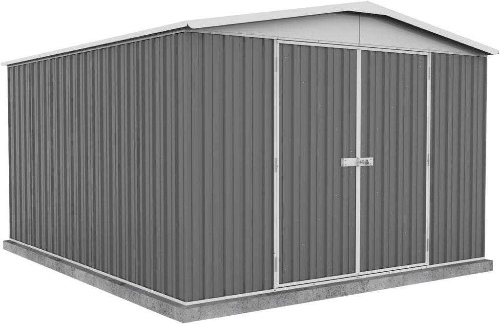 Absco Regent 10 Ft. x 12 Ft. Metal Storage Shed DIY Galvanized Steel Sheds for Tools, Bikes, Lawn & Garden Equipment, Outdoor Patio Furniture, Perfect in Backyard, Garden (Woodland Gray)