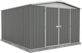 Absco Regent 10 Ft. x 12 Ft. Metal Storage Shed DIY Galvanized Steel Sheds for Tools, Bikes, Lawn & Garden Equipment, Outdoor Patio Furniture, Perfect in Backyard, Garden (Woodland Gray)