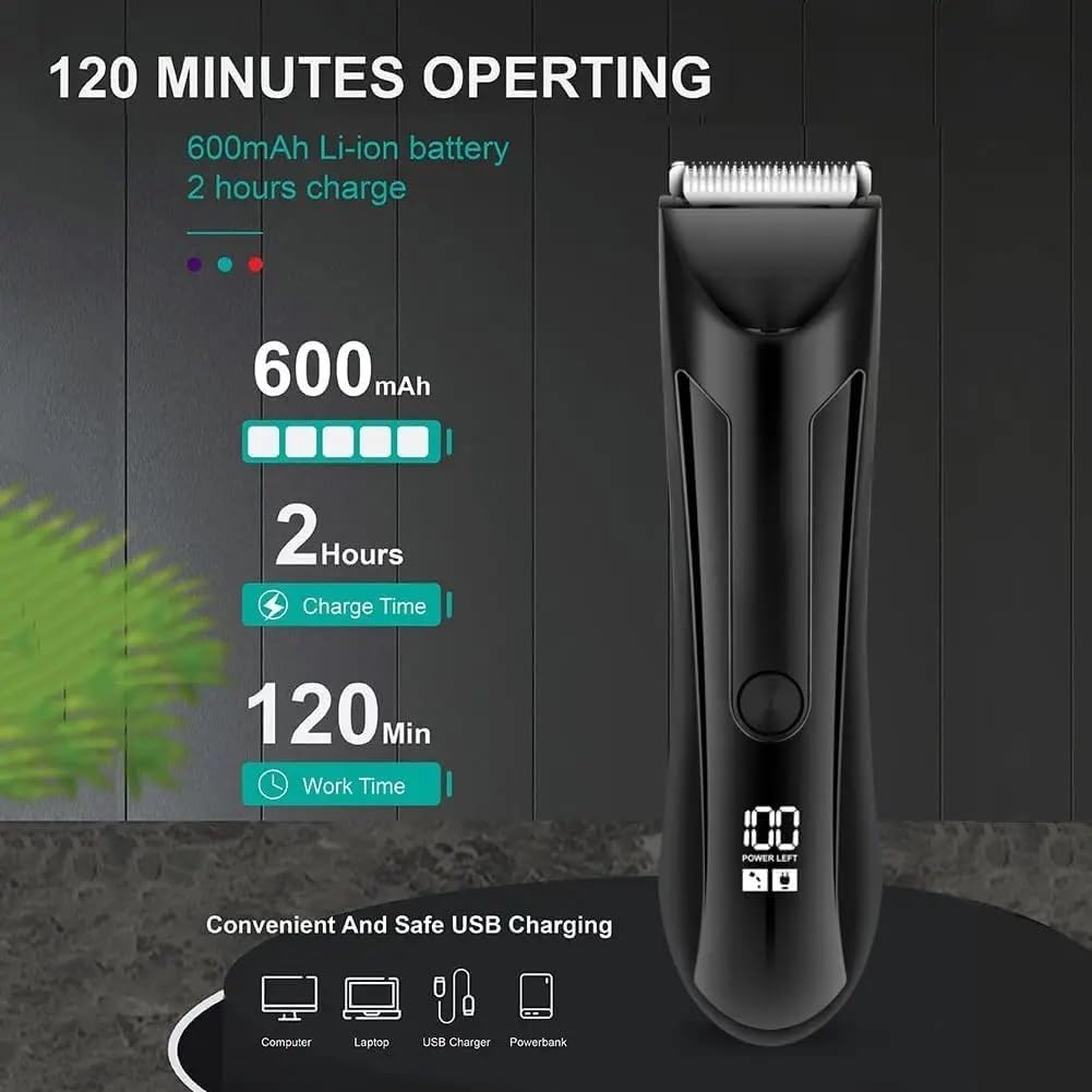 Mens Hair Clippers, Body Hair Trimmer Shaver for Men Women Trimmer for Groin Pubic Replaceable Blade Groomer Electric Razor Waterproof Clippers
