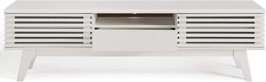 Modway Render Mid-Century Modern Low Profile 59 Inch TV Stand in White