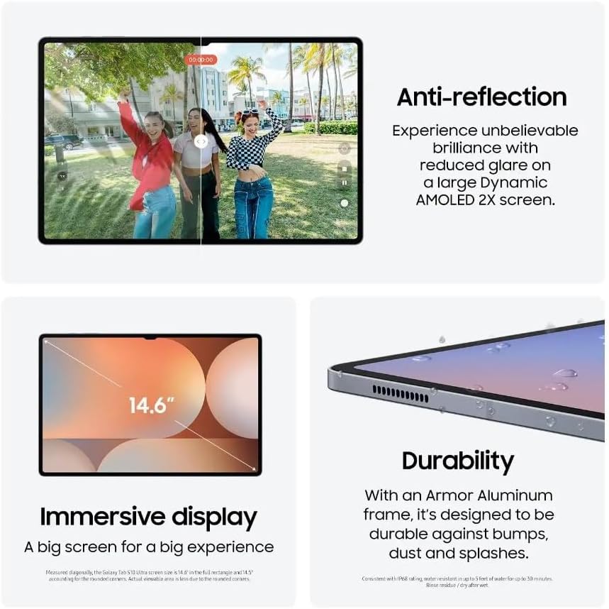 Samsung Galaxy Tab S10 Ultra 14.6' 1TB Wi-Fi with S-Pen Platinum Silver SM-X920NZSIXAR (Renewed)