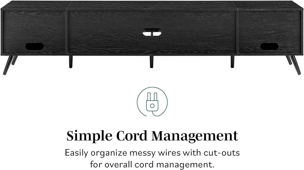 Walker Edison Nora Modern Minimal Open-Shelf TV Stand for TVs up to 90 Inches, 80 Inch, Black
