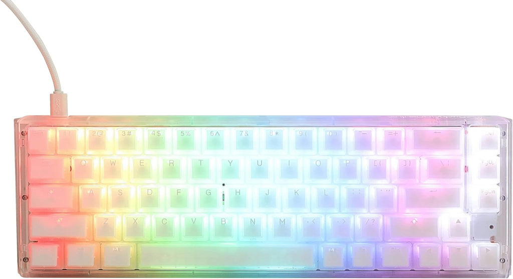 Ducky One 3 SF Aura Clear White 65% Hotswap RGB LED Double Shot PBT Mechanical Keyboard Cherry MX Silent Red