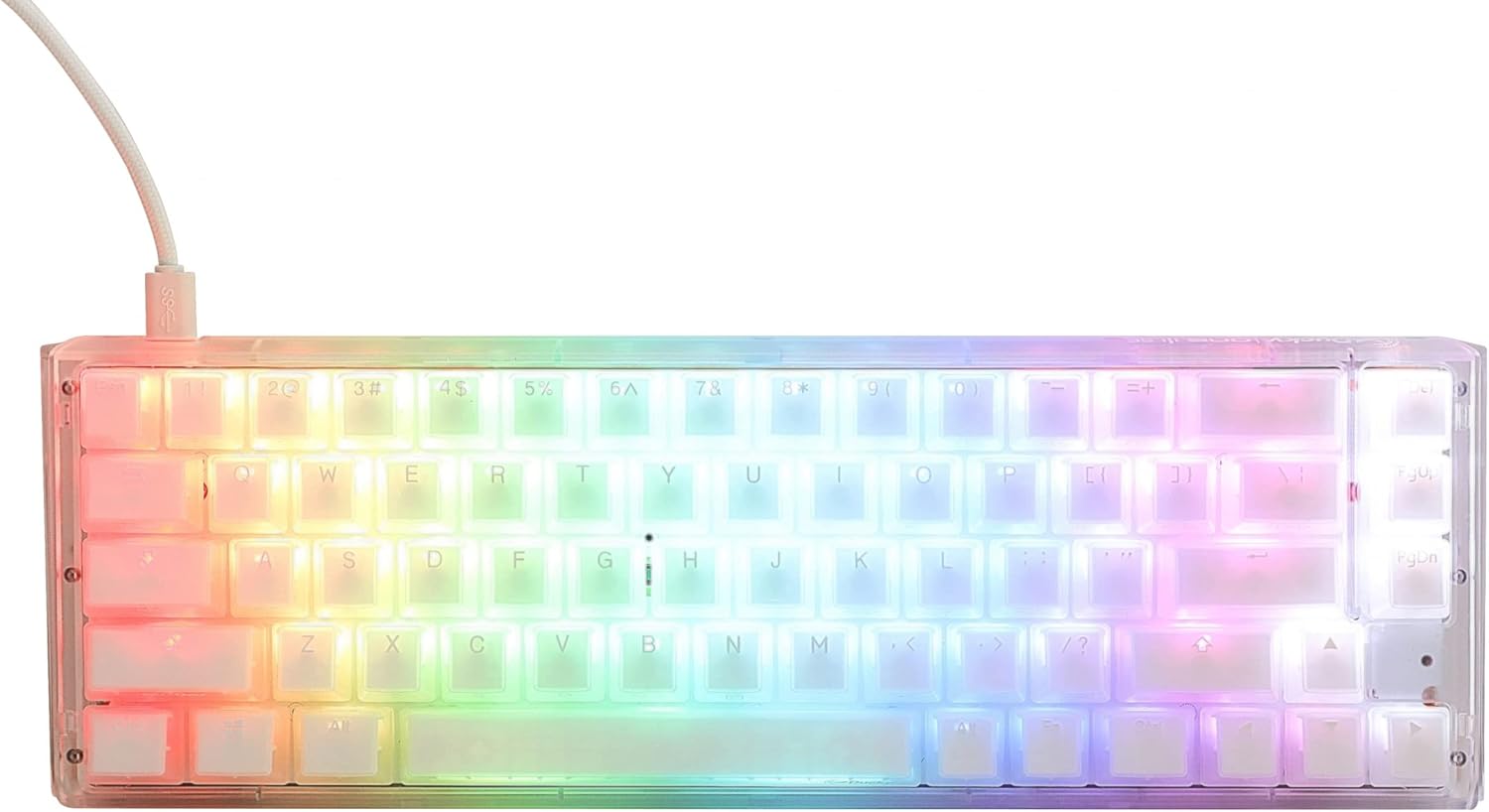 Ducky One 3 SF Aura Clear White 65% Hotswap RGB LED Double Shot PBT Mechanical Keyboard Cherry MX Silent Red