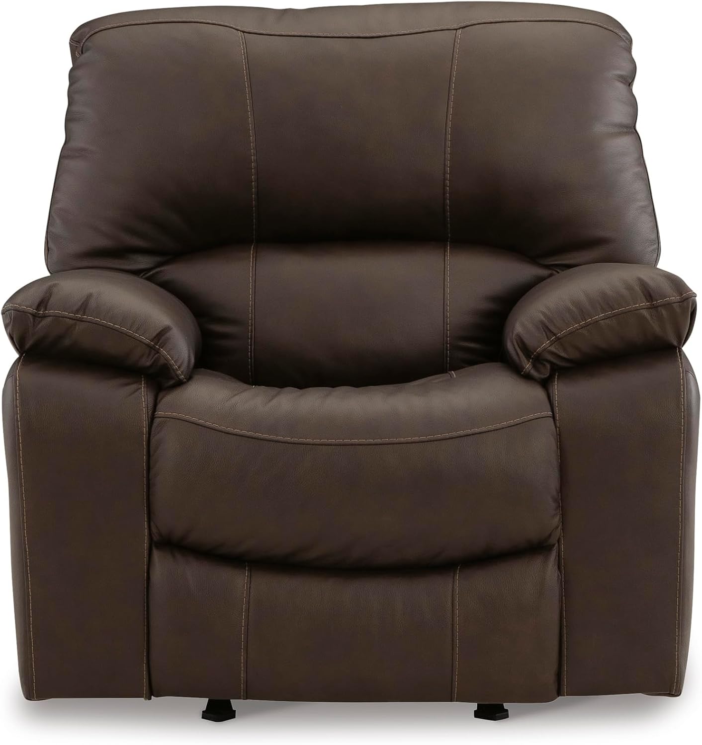 Signature Design by Ashley Leesworth Contemporary Leather Match Power Rocker Recliner with USB Ports, Dark Brown