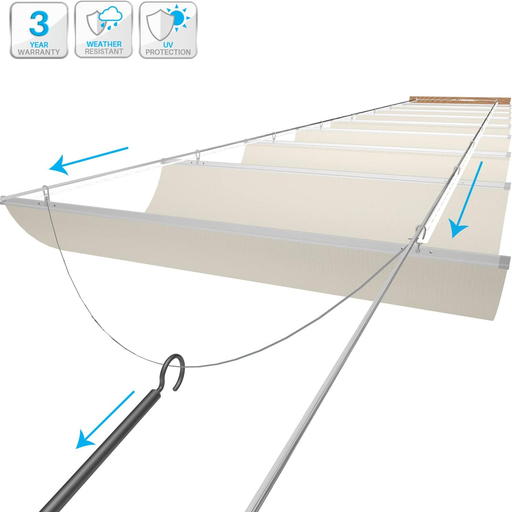 Patio 4'W x 12'L Waterproof Pergola Shade Cover Retractable Canopy Replacement, Outdoor Pergolas Fabric Covers for Patio, Sun Shades Cloth with Slide-On Wire Cable for Deck Gazebo Backyard, Beige